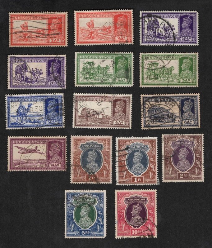 INDIA 15 USED KNIG GEORGE VI STAMPS