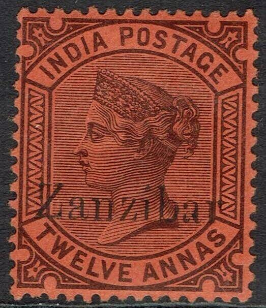 ZANZIBAR 1895 QV INDIA 12A