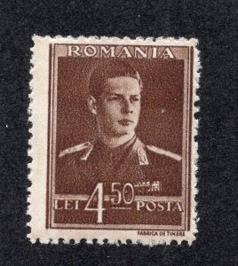Romania 1943 4.50 l dark brown Michael, Scott 542 MH, value = 25c