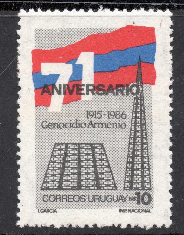 GENOCIDE OF ARMENIA PEOPLE ANIVERSARY MONUMENT FLAG URUGUAY Sc#1214 MNH STAMP 