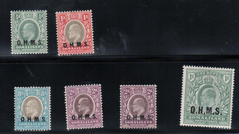 Somaliland Protectorate #O11 - #O16 (SG #O10 / #O15) Very Fine Mint Set