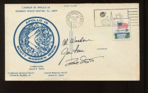 ASTRONAUTS SCOTT, WORDEN & IRWIN CREW SIGNED APOLLO 15 LAUNCH POST CARD (LV 648)