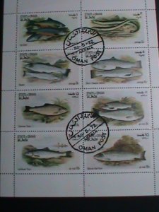 ​STATE OF OMAN STAMP-1972 BEAUTIFUL LOVELY RIVER FISHES: CTO-FULL SHEET VF