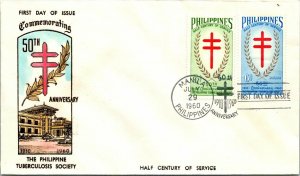 1960 Philippines FDC - 50th Anniv Phil Tuberculosis Society - Manila - F14812