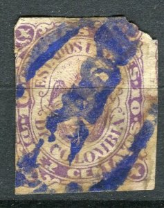 COLOMBIA; 1881 early classic Imperf Condor issue used 10c. value Postmark