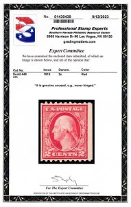 449, Mint NH 2¢ Coil - VERY RARE With PSE Certificate CV $5500 * Stuart Katz