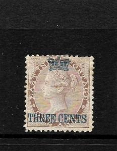 STRAITS SETTLEMENTS  1867  3c on 1a  QV   MH   SG 3