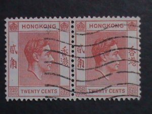 ​HONG KONG-1948 SC#159B-74 YEARS OLD-KING GEORGE VI USED PAIR-VF-FANCY CANCEL