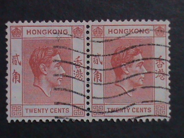 ​HONG KONG-1948 SC#159B-74 YEARS OLD-KING GEORGE VI USED PAIR-VF-FANCY CANCEL
