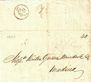 GB Cover EARLY MADEIRA MAIL *2s/7d* Packet Rate 1821 Historic Letter WINE MA598