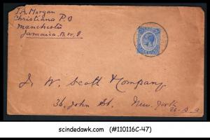 JAMAICA - 1913 ENVELOPE TO USA WITH KGV STAMP (SG#61)