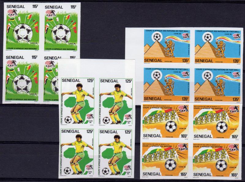 Senegal 1986 Sc#672/75 Africa Football Cup Set (4) IMPERFORATED .Block of 4 MNH