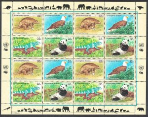 UN New York Birds Armadillo Eagle Iguana Panda Sheetlet of 4 sets 1995 MNH