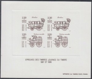 FRANCE Sc# B590,599.1 PROOF CARD of the BERLINE and POSTAL COACH CARRIAGES