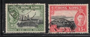 HONG KONG  Scott # 170-1 Used - KGVI Pictorial