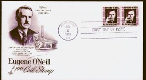 EUGENE O'NEILL $1 PROMINENT AMERICANS FDC Joint Line Pair 1973 Sc 1305C