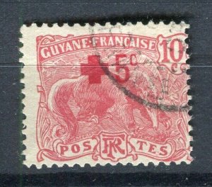 FRENCH COLONIES; GUYANE 1916 early Surcharged issue used 5c. value