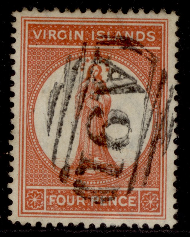 BRITISH VIRGIN ISLANDS QV SG36, 4d pale chestnut, FINE USED. Cat £65.