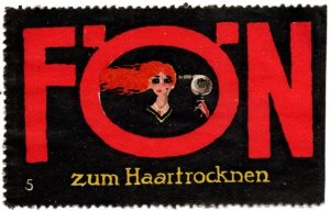 Vintage Germany Poster Stamp Sanitas Electrical Company Fön Hair Dryer