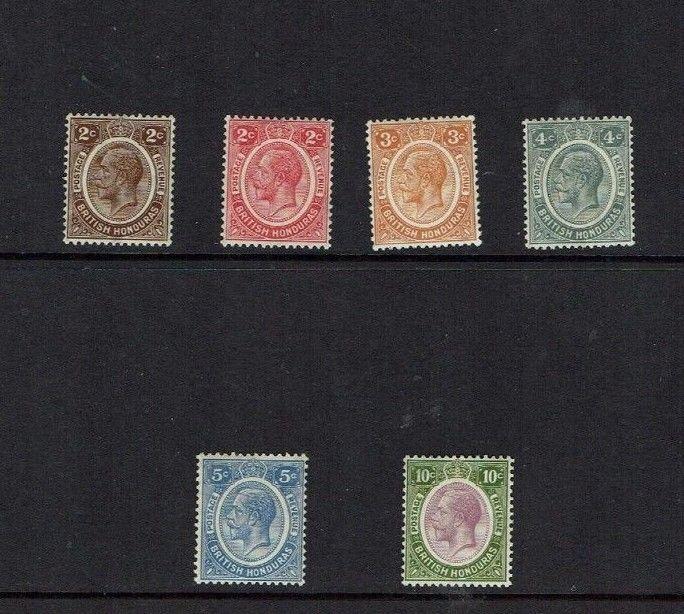 British Honduras: 1922, King George V definitive, new colours, Mint