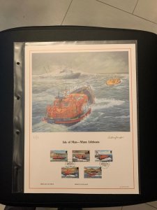 Isle of Man Manx Lifeboats FDC panel big size, plastic holder