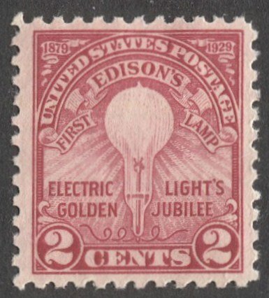 US 1929  2c Edison Sc 654 MLH F-VF