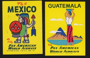 US Vintage Pan American Fly to Mexico and Guatemala Cinderella Stamps