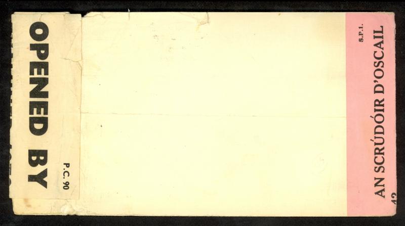 IRELAND 1941 DOUBLE CENSORED BRITISH AND IRISH Flown Cover to USA