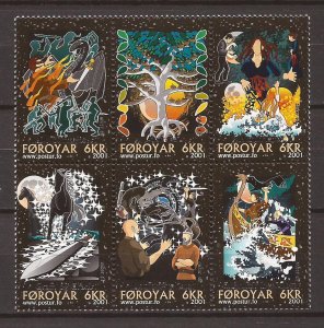 2001 Faroe Islands - Sc396 - MNH VF - Block of 6 - Nordic Myths & Legends