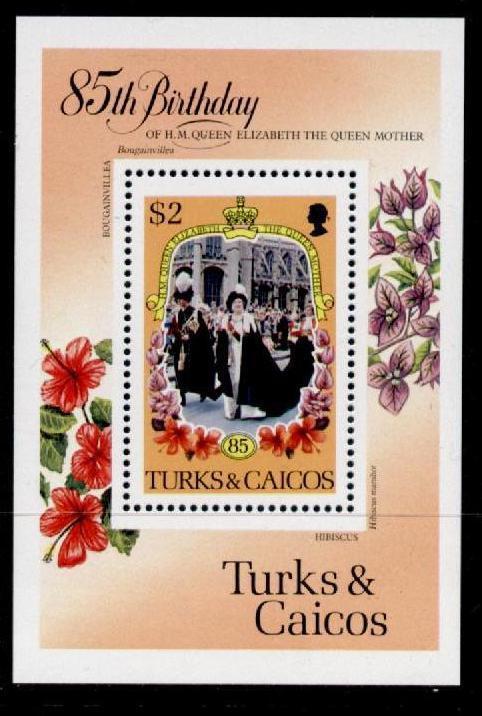 Turks & Caicos 679 MNH Queen Mother 85th Birthday, Flowers