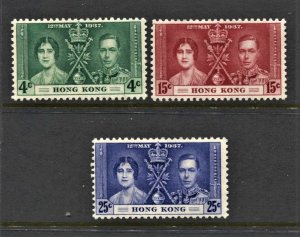 STAMP STATION PERTH Hong Kong #151-153 Coronation Set MLH Wmk.4 CV$23.00