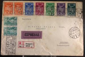 1937 Szeged Hungary Registered Cover To Budapest Sc #503-508 International Fair