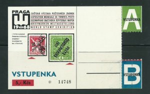 Czechoslovakia 1968 World Stamp Exposition entrance ticket