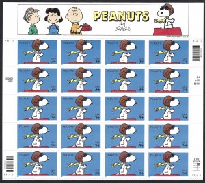 United States #3507 34¢ Peanuts - Snoopy (2001).  Mini-sheet of 20. MNH