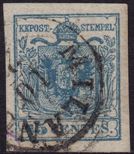 Lombardy-Venetia - 1850 - Scott #6c (Type II) - used - Coat of Arms