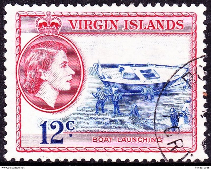 BRITISH VIRGIN ISLANDS 1956 QEII 12c Ultramarine & Rose-Red SG156 FU