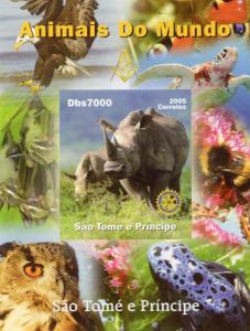 Sao Tome and Principe 2005 Freemasonry/Lions/Fauna/Owls  SS #3  MNH