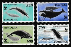 Faroe Is. WWF North Atlantic Whales 4v 1990 MNH SC#208-211 SG#196-199 MI#203-206