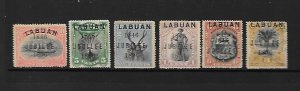 LABUAN Sc 66-71 LH (1V - USED) ISSUE OF 1896. OVERPRINTS, Sc$304