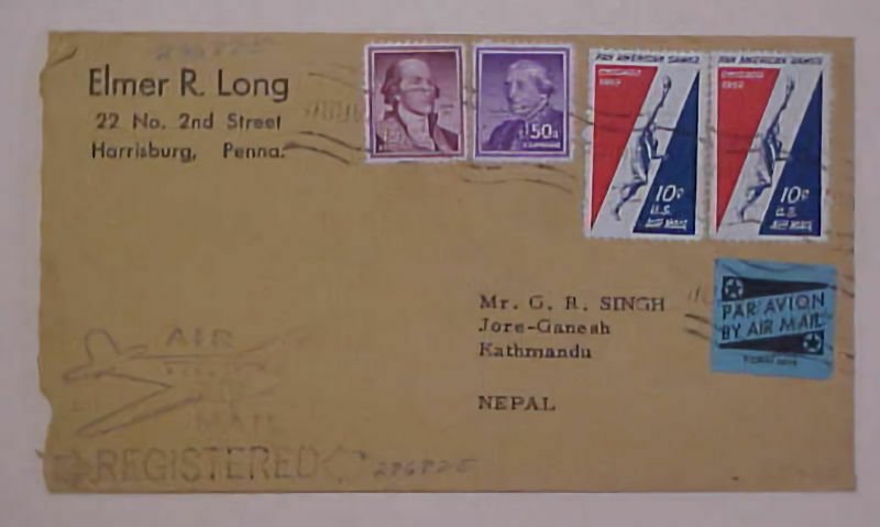 NEPAL   B/S 1961 FROM USA REGISTERED