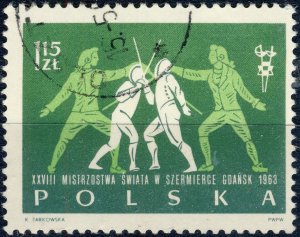 POLAND / POLEN - 1963 Mi.1408A 1.15Zl Fencing - VF Used (b)