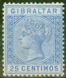 Gibraltar 1889 25c Ultramarine SG26 Fine Very Lightly Mtd Mint