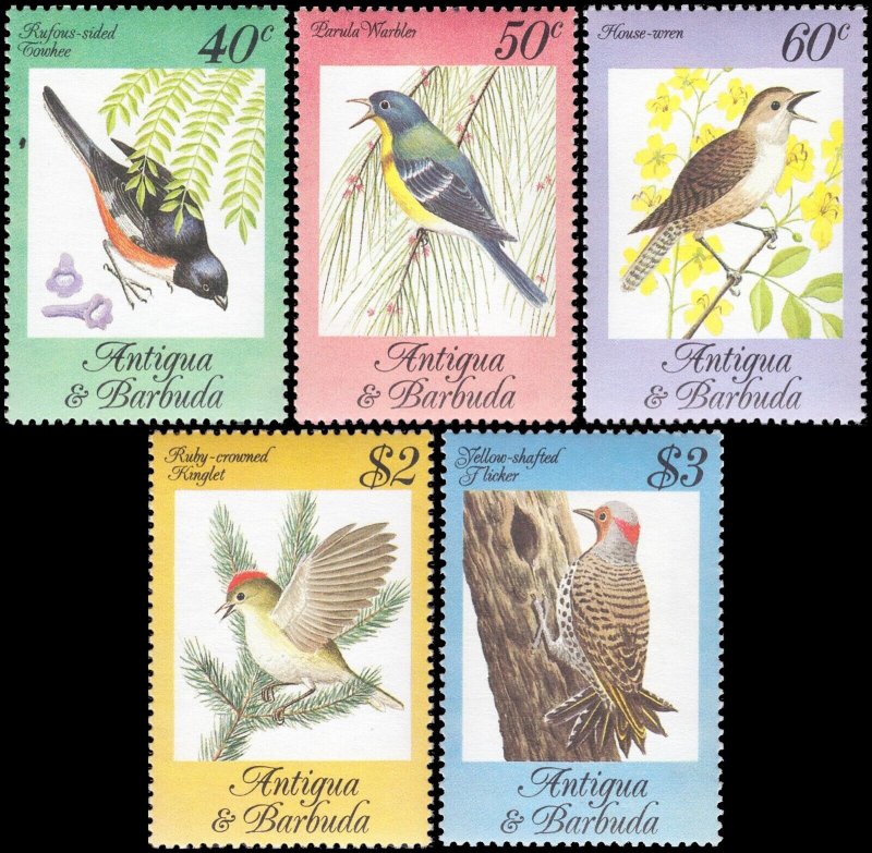 Antigua & Barbuda 1984 Sc 773-777 Birds Towhee Warbler Kinglet Flicker CV $9.15