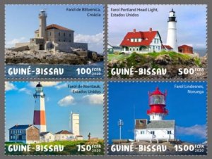 Guinea-Bissau - 2020 Lighthouses on Stamps - 4 Stamp Set - GB200107c