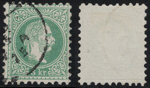 Austria - 1867 - Scott #28b - used - Franz Josef - blue green shade