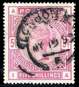 British Commonwealth - Great Britain #108 (SG 180) Cat£250, 1884 5sh carmine...