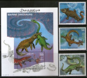 Somalia 2000 Pre Historic Marine Life Dinosaurs M/s + 3v MNH # 7589