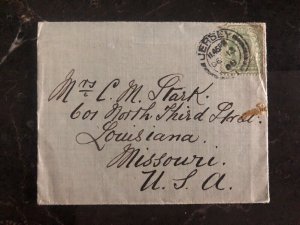 1908 Jersey Channel Islands Cover To Louisiana MO USA