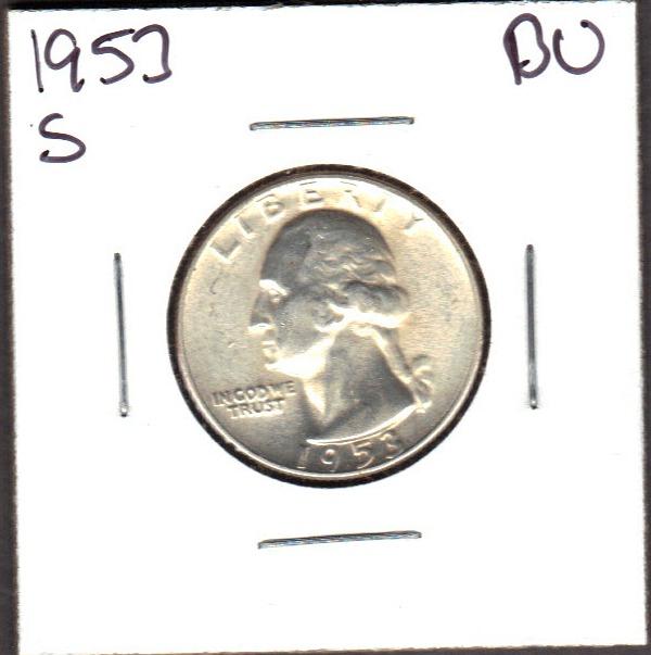 1953-S BU Washington Quarter