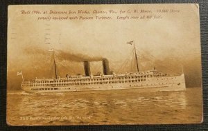 1914 Illustrated Postcard Cover Steamship Harvard Oakland CA to New London OH